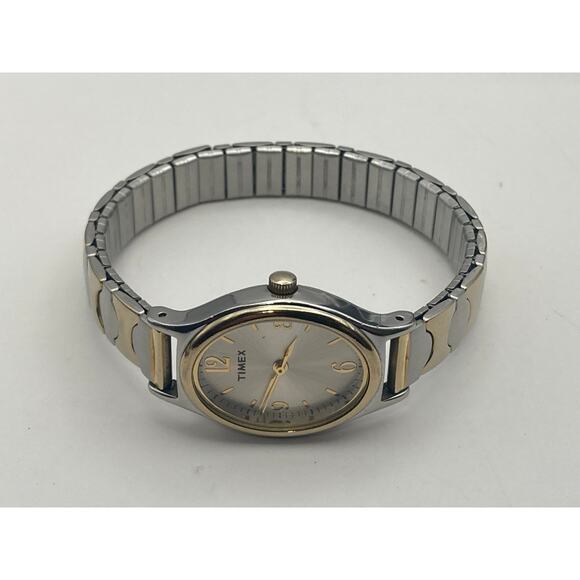 Timex Women's Watch 21mm Gold Silver Tones Expandable Band - New Battery - Picture 7 of 7